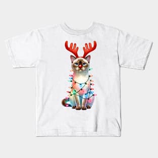 Christmas Red Nose Tonkinese Cat Kids T-Shirt